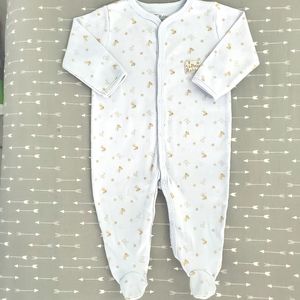6/9 months baby boys button footie onesie